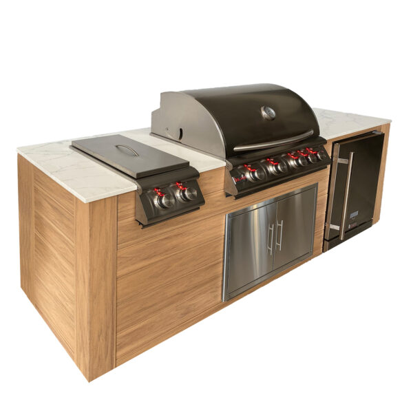 Pro-Fit - 8-Foot Outdoor Kitchen Harvest Cedar / Bianco Giulia - Pro-Fit