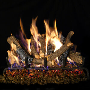 Peterson - Charred Oak Stack - Real Fyre Gas Log Set & Burner