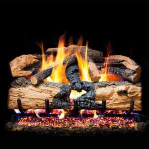 Peterson - Charred Evergreen Split Oak - Real Fyre Gas Log Set & Burner