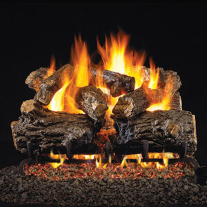 Peterson - Burnt Rustic Oak - Real Fyre Gas Log Set & Burner