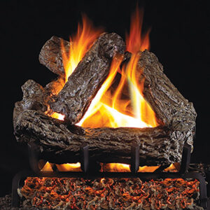 Peterson - Rustic Oak or Burnt Rustic Oak - Real Fyre Gas Log Set & Burner